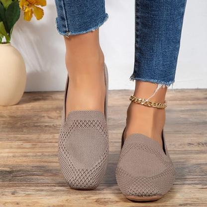 Gebreide damesloafers met vierkante neus