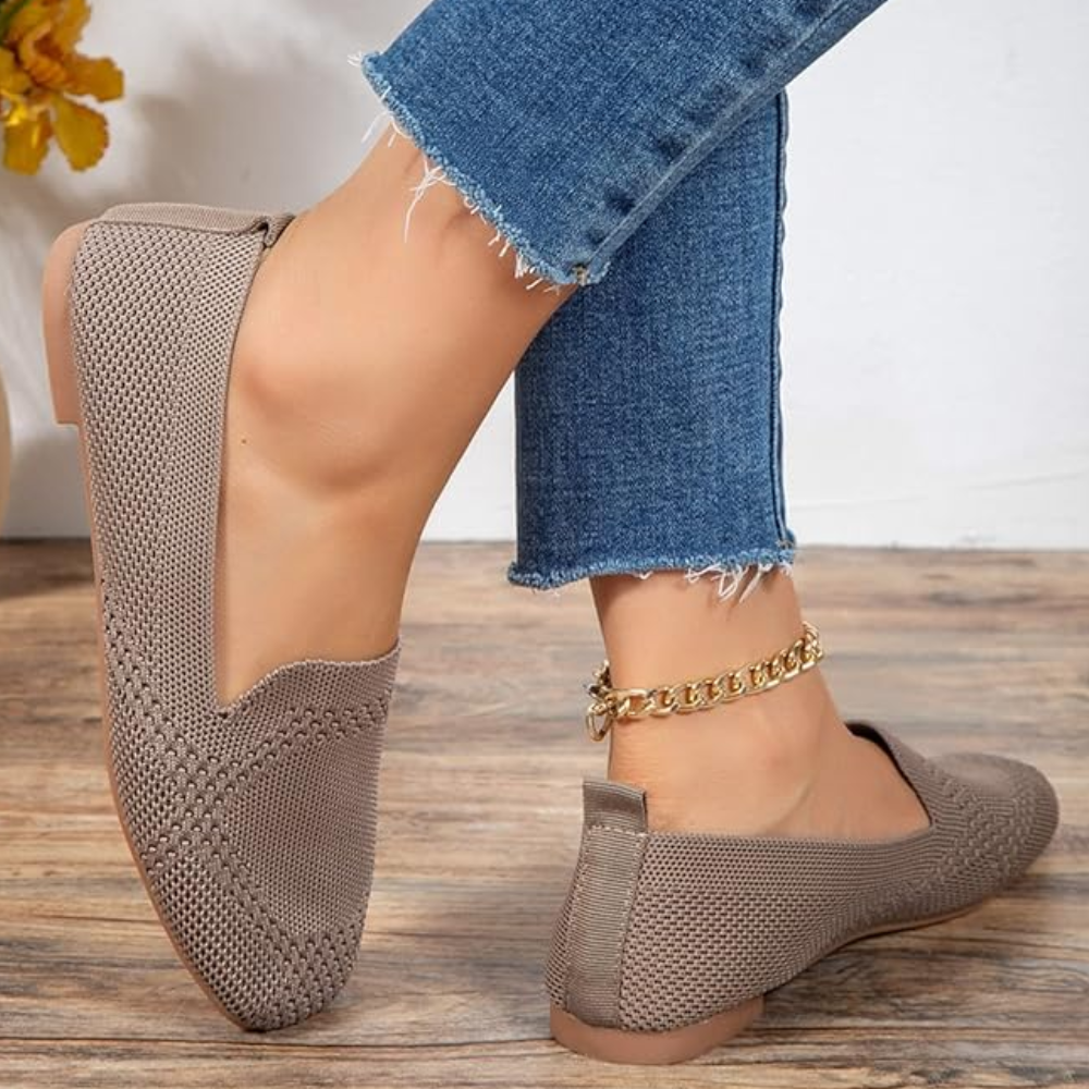Gebreide damesloafers met vierkante neus