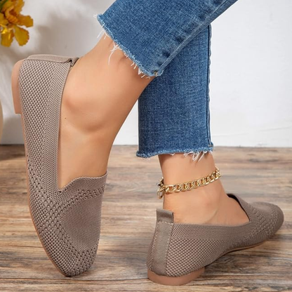 Gebreide damesloafers met vierkante neus