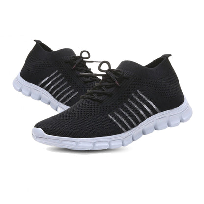 Ergonomische gebreide damessneakers met flexibele witte zool