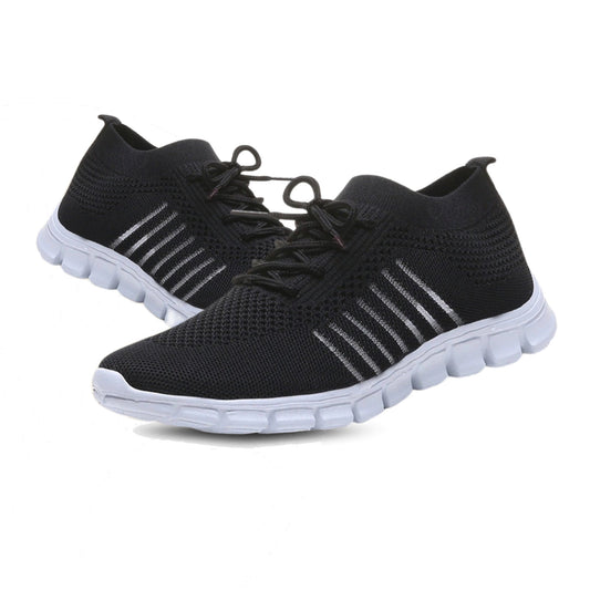 Ergonomische gebreide damessneakers met flexibele witte zool