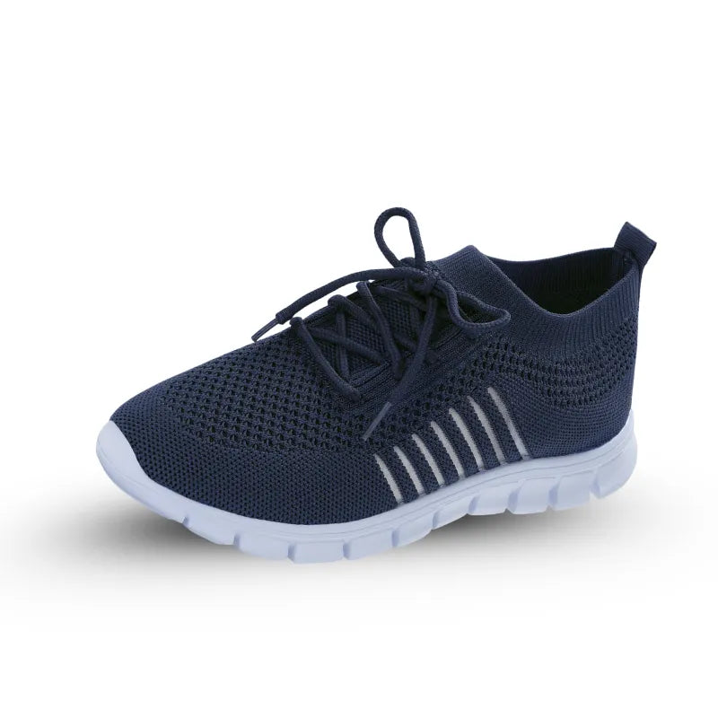 Ergonomische gebreide damessneakers met flexibele witte zool