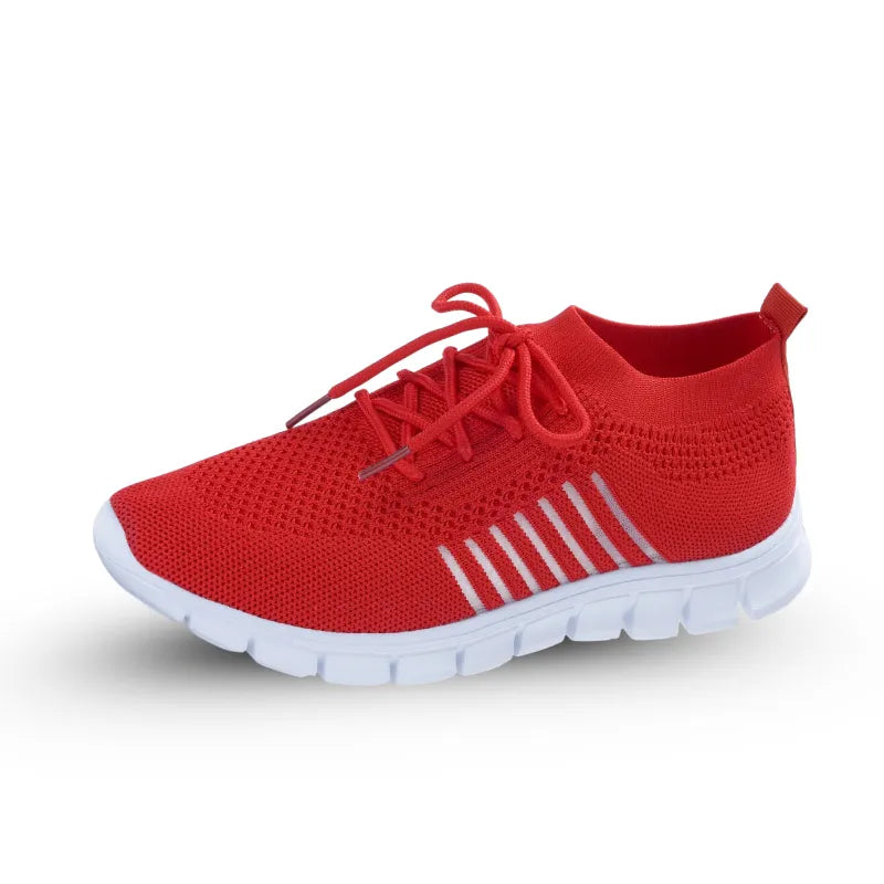 Ergonomische gebreide damessneakers met flexibele witte zool