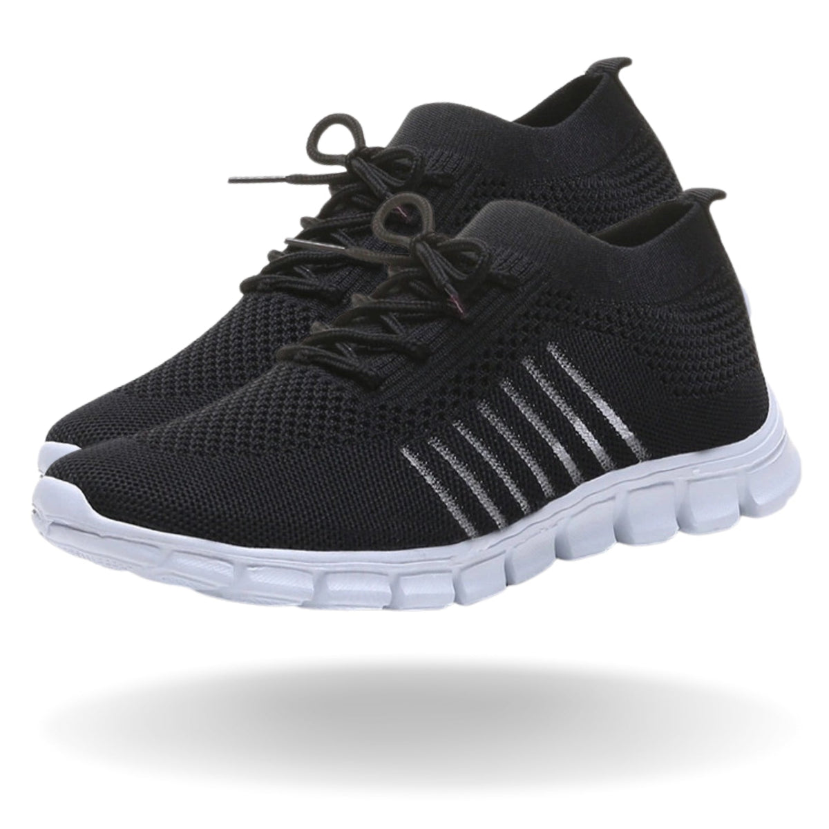 Ergonomische gebreide damessneakers met flexibele witte zool
