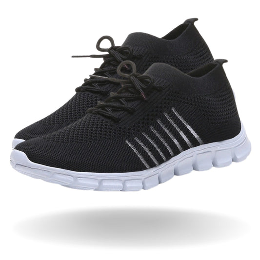 Ergonomische gebreide damessneakers met flexibele witte zool