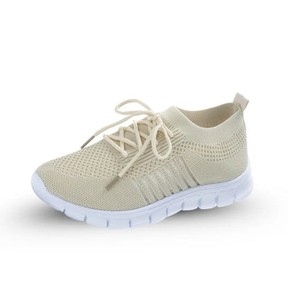 Ergonomische gebreide damessneakers met flexibele witte zool