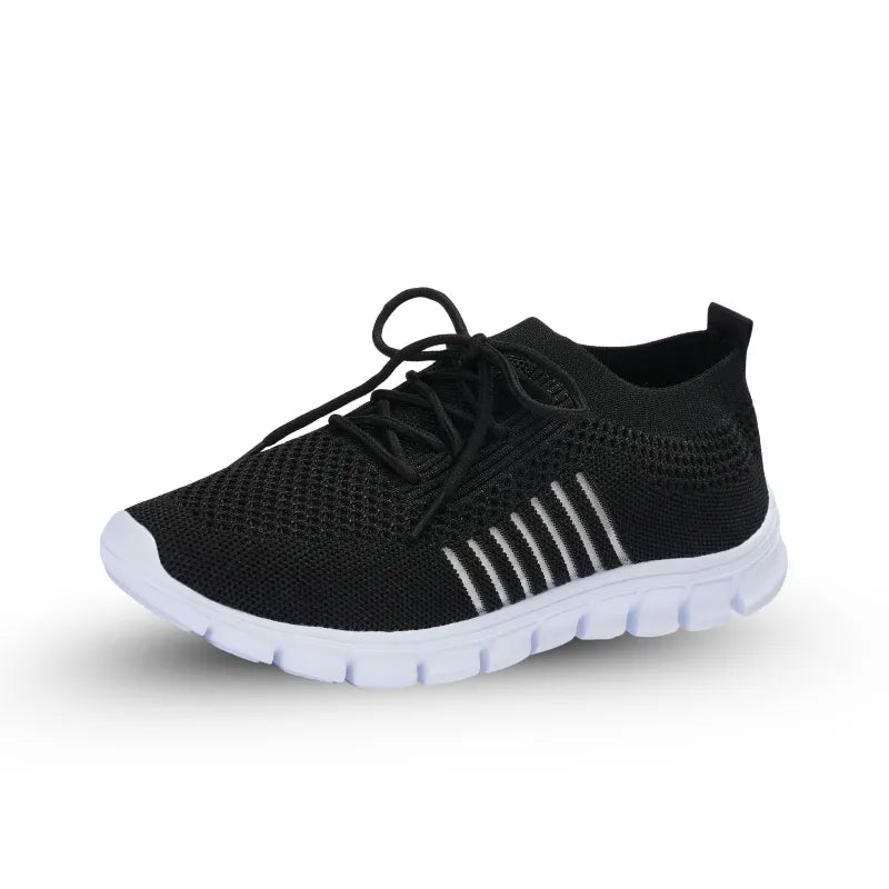 Ergonomische gebreide damessneakers met flexibele witte zool