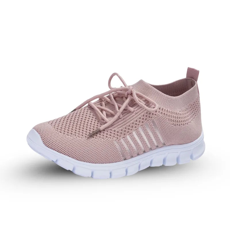 Ergonomische gebreide damessneakers met flexibele witte zool
