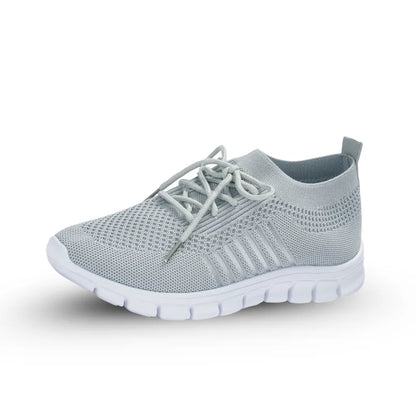 Ergonomische gebreide damessneakers met flexibele witte zool