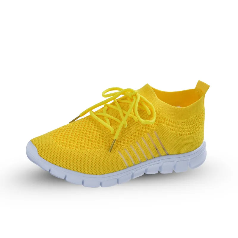 Ergonomische gebreide damessneakers met flexibele witte zool