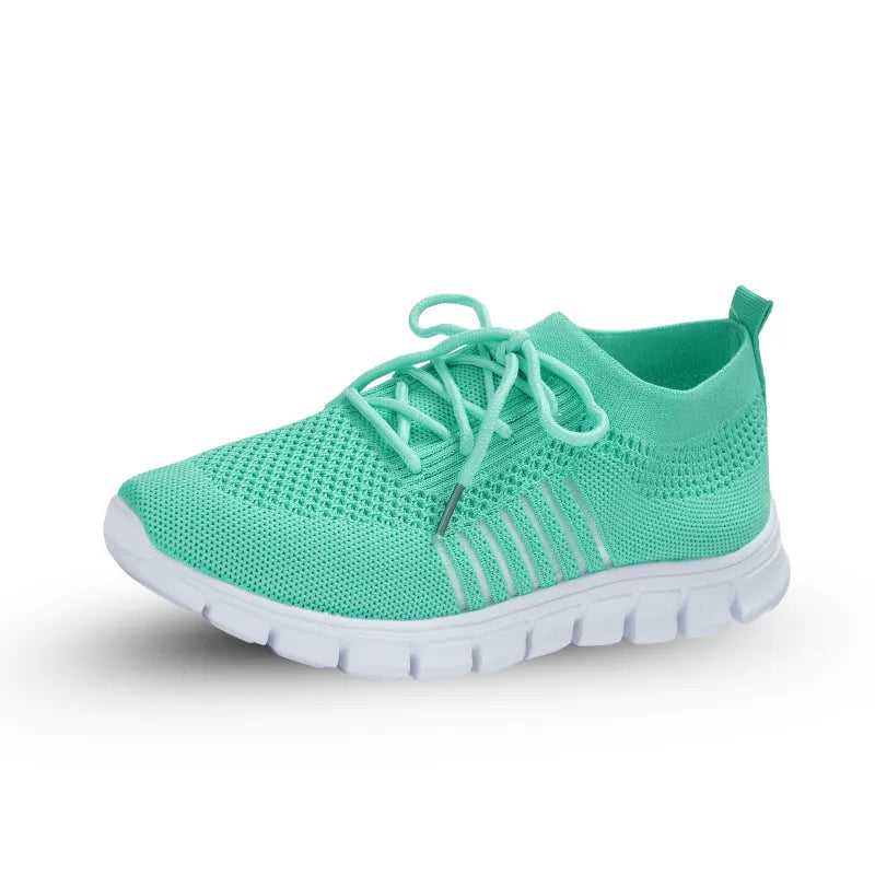 Ergonomische gebreide damessneakers met flexibele witte zool