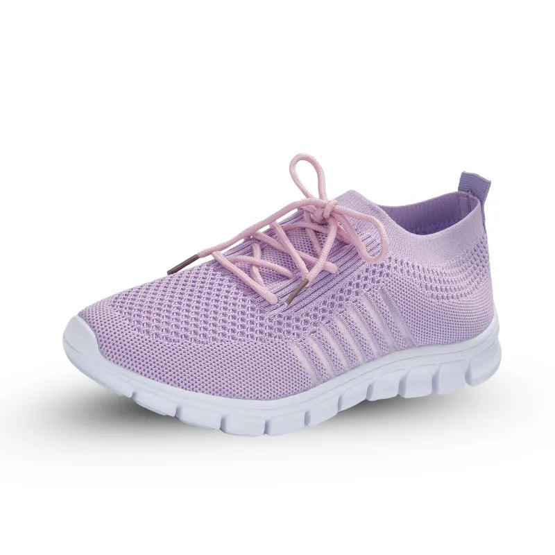 Ergonomische gebreide damessneakers met flexibele witte zool