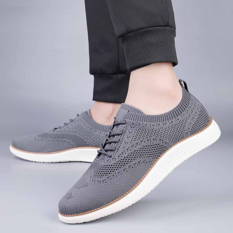 Gebreide herensneakers in brogue-stijl met vleugelneus en witte sneakerzool - beeld 3