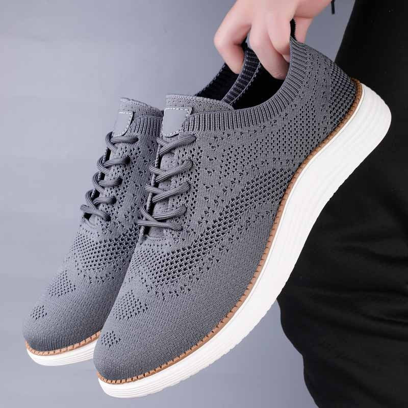 Gebreide herensneakers in brogue-stijl met vleugelneus en witte sneakerzool - beeld 4
