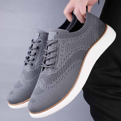 Gebreide herensneakers in brogue-stijl met vleugelneus en witte sneakerzool - beeld 4