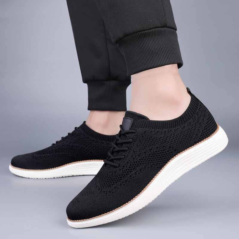 Gebreide herensneakers in brogue-stijl met vleugelneus en witte sneakerzool - beeld 5