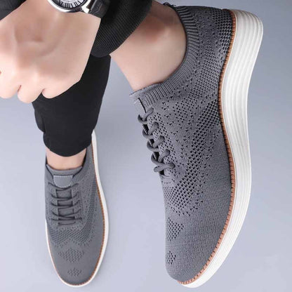Gebreide herensneakers in brogue-stijl met vleugelneus en witte sneakerzool - beeld 6