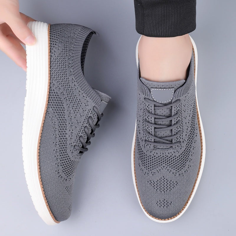 Gebreide herensneakers in brogue-stijl met vleugelneus en witte sneakerzool - beeld 7
