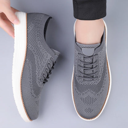 Gebreide herensneakers in brogue-stijl met vleugelneus en witte sneakerzool - beeld 7