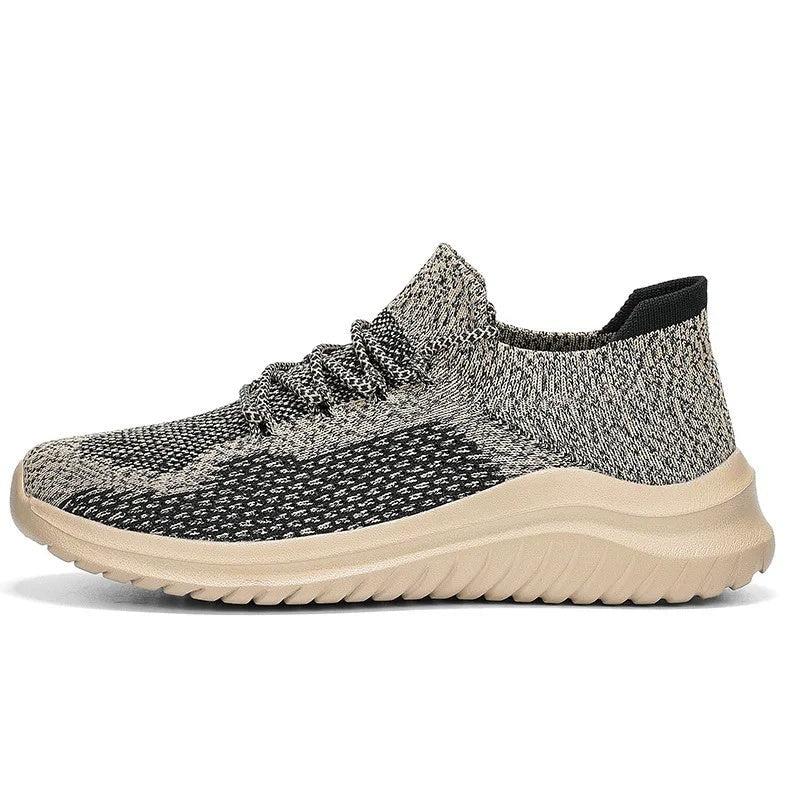Gebreide herensneakers met sokmodel, veters en lichte dempende zool - beeld 5