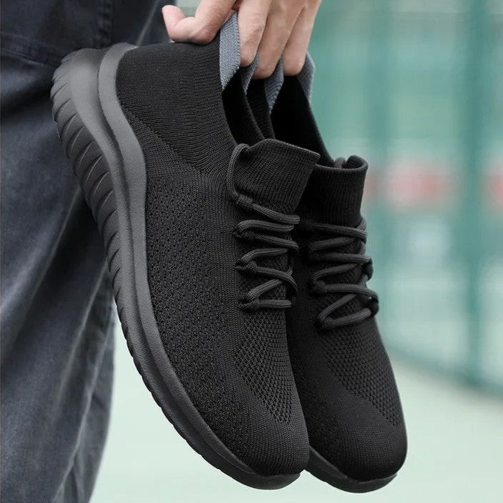 Gebreide herensneakers met sokmodel, veters en lichte dempende zool - beeld 8