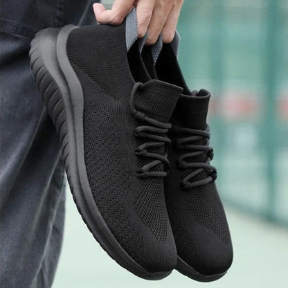 Gebreide herensneakers met sokmodel, veters en lichte dempende zool - beeld 8