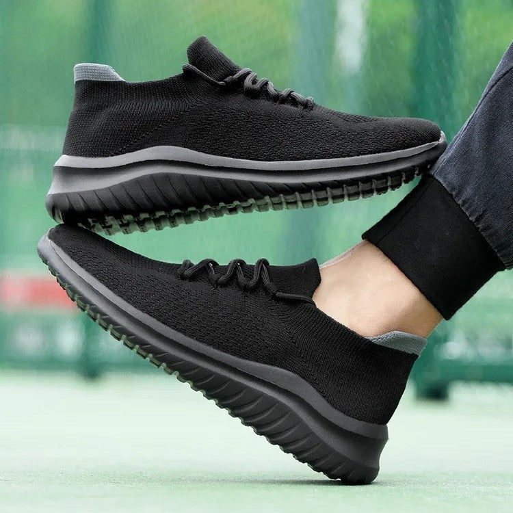 Gebreide herensneakers met sokmodel, veters en lichte dempende zool - beeld 9