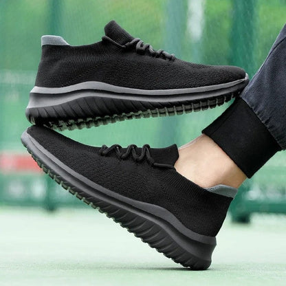 Gebreide herensneakers met sokmodel, veters en lichte dempende zool - beeld 9