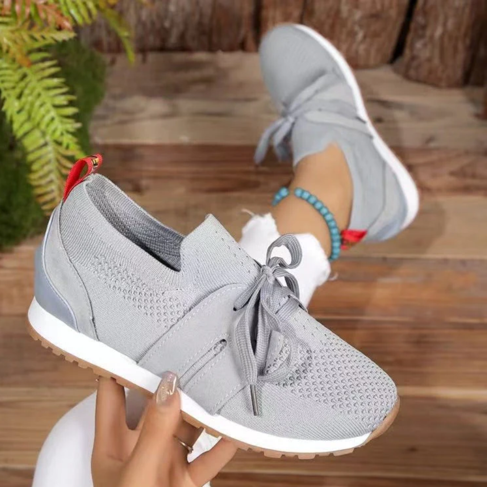 Gebreide instapsneakers voor dames met strik over de wreef
