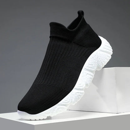 Gebreide instapsneakers voor heren met sokschacht en dikke schuimzool met reliëf - beeld 5