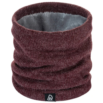 Gebreide nekwarmer met pluche voering en klein geweven labeltje - bordeaux
