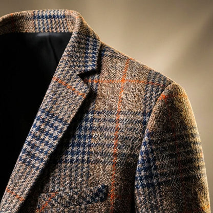 Geruite herenblazer met pied de poule en opgestikte zakken - beeld 3