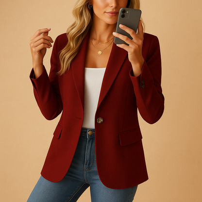 Dames Blazer Getailleerd – Klassieke Stretch Blazer voor Werk en Casual