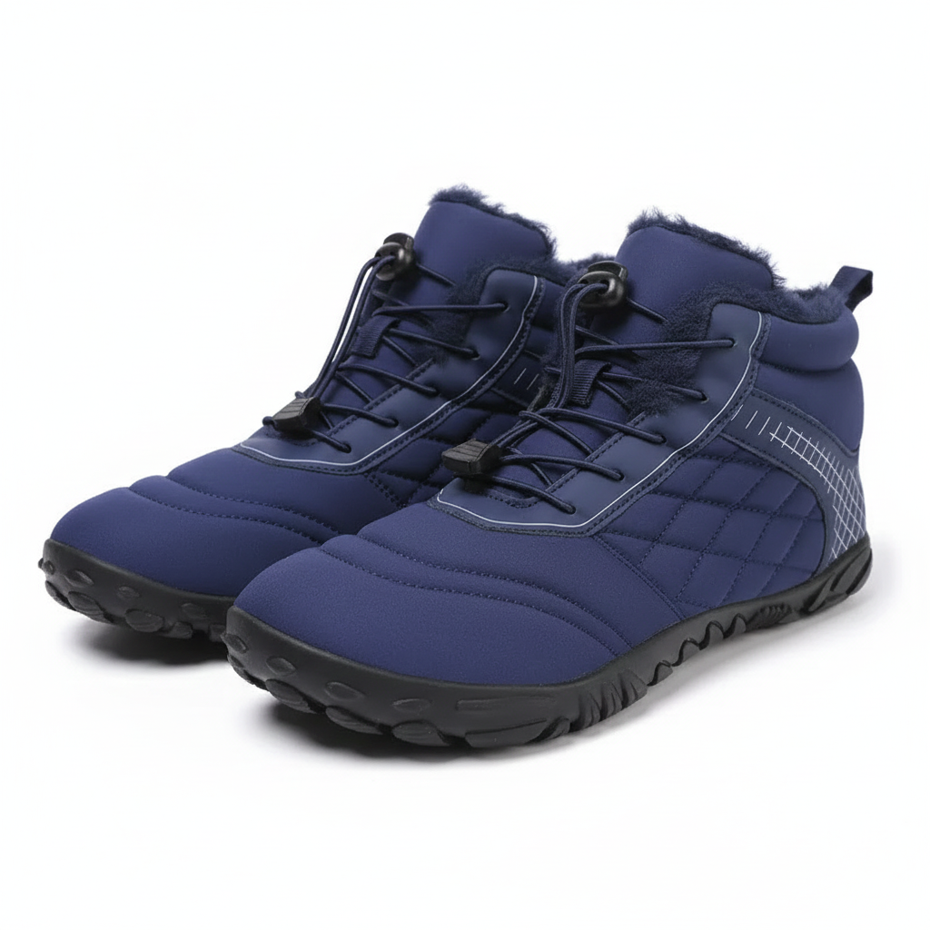 Unisex barefoot winterschoenen met elastische veters en brede neus - donkerblauw