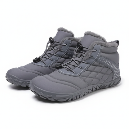 Unisex barefoot winterschoenen met elastische veters en brede neus - grijs