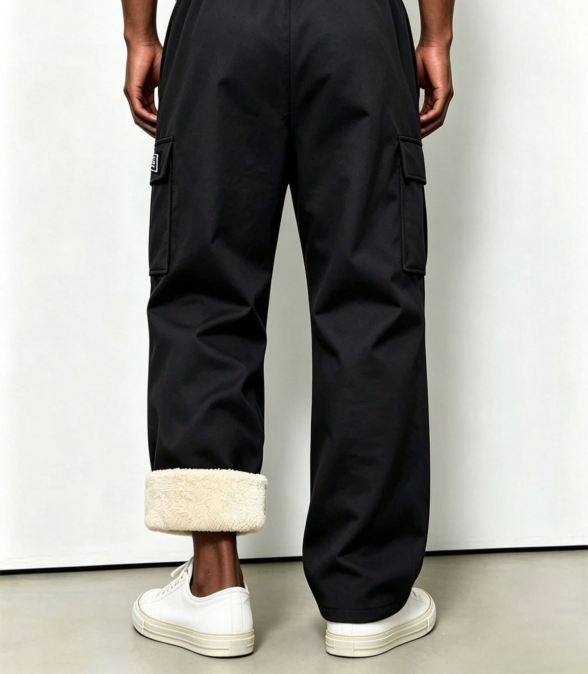Gevoerde cargobroek voor heren met fleece voering, trekkoord en klepzakken op de dijen - beeld 5