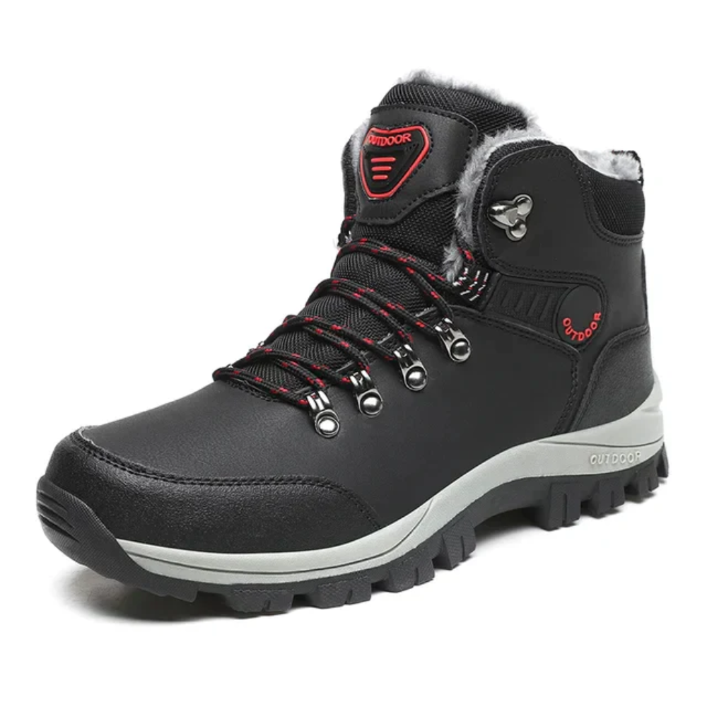 Gevoerde winterboots voor heren met veters en profielzool