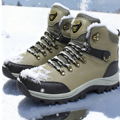 Gevoerde winterboots voor heren met veters en profielzool