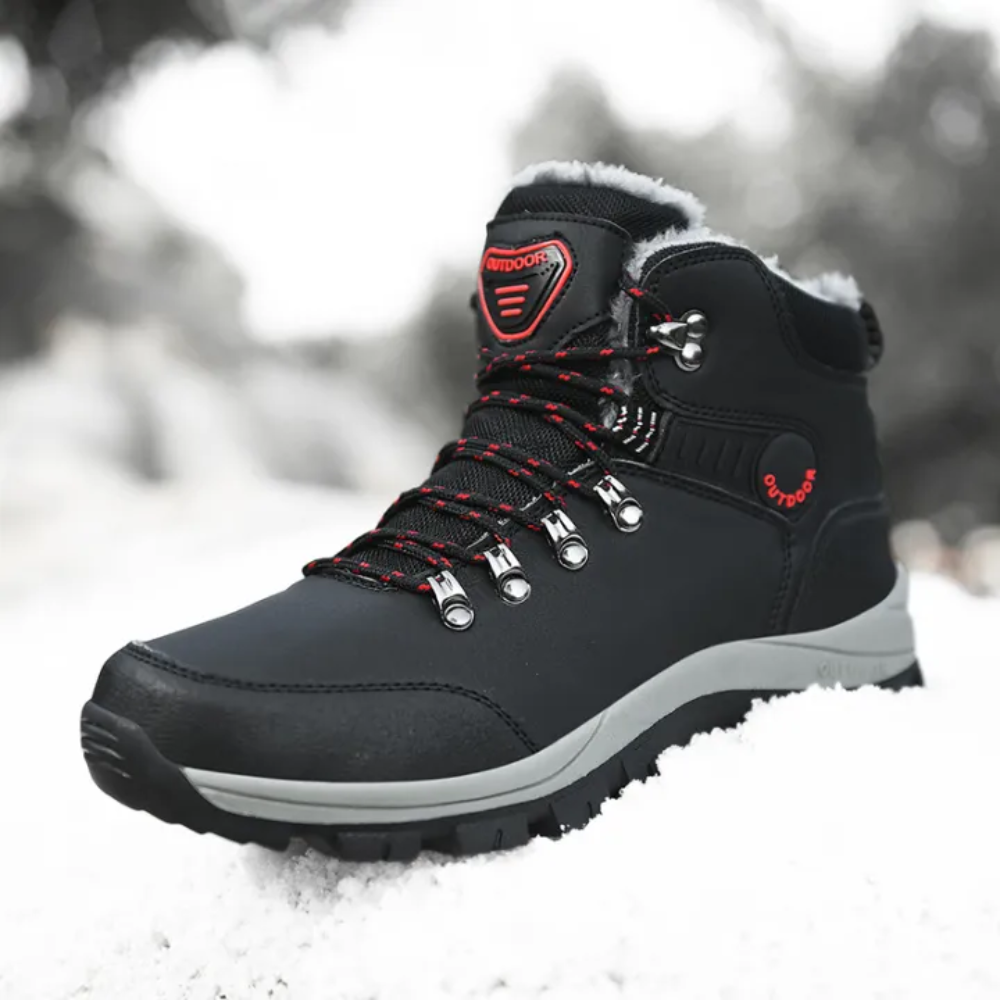 Gevoerde winterboots voor heren met veters en profielzool