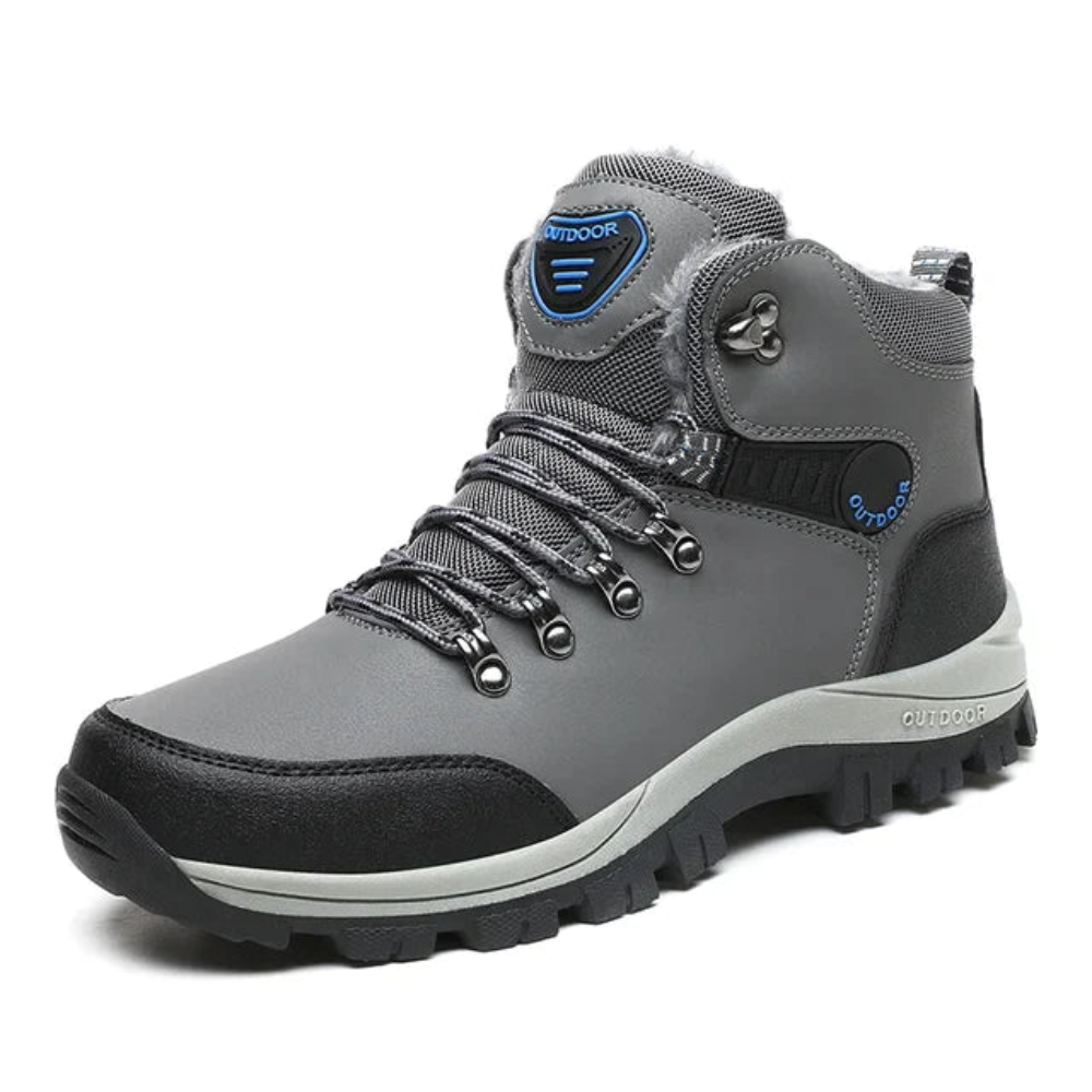 Gevoerde winterboots voor heren met veters en profielzool