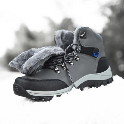 Gevoerde winterboots voor heren met veters en profielzool