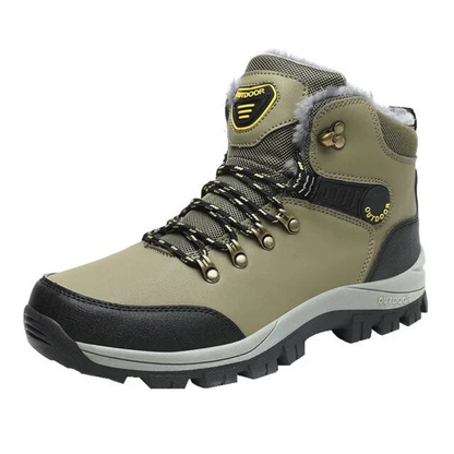 Gevoerde winterboots voor heren met veters en profielzool
