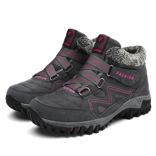 Gevoerde winterschoenen voor dames met klittenband en pluche kraag