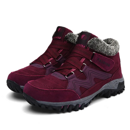 Gevoerde winterschoenen voor dames met klittenband en pluche kraag