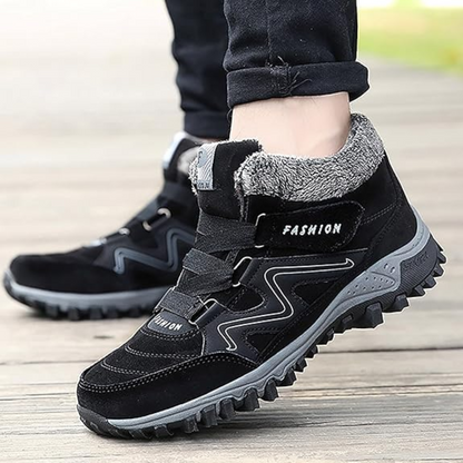 Gevoerde winterschoenen voor dames met klittenband en pluche kraag