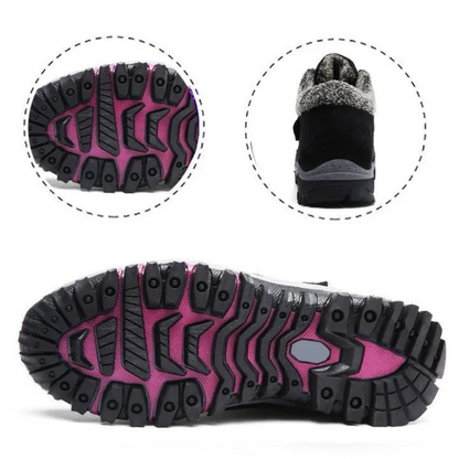Gevoerde winterschoenen voor dames met klittenband en pluche kraag