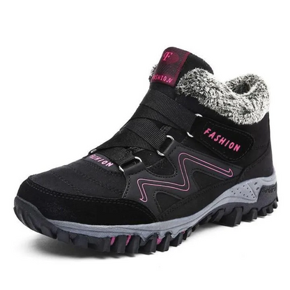 Gevoerde winterschoenen voor dames met klittenband en pluche kraag