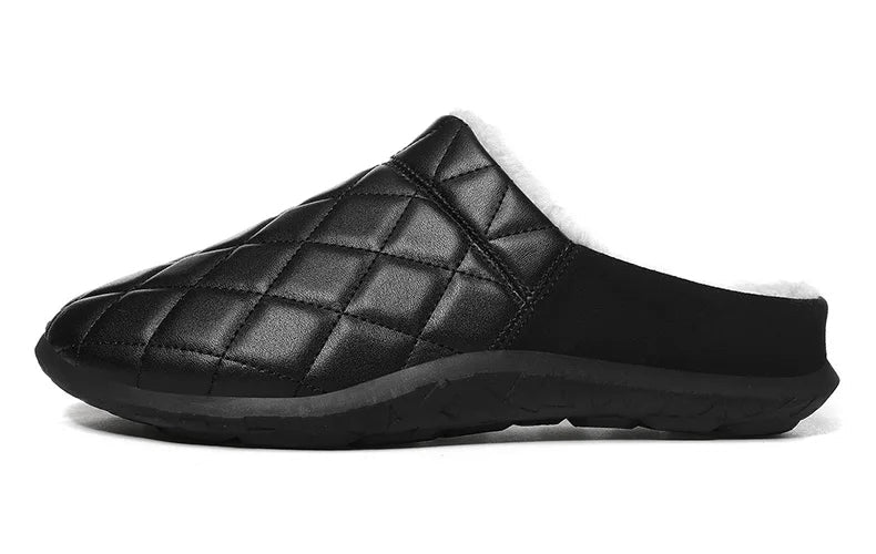 Gewatteerde pantoffels voor heren met ruitstiksel, pluche voering en open hiel - beeld 6
