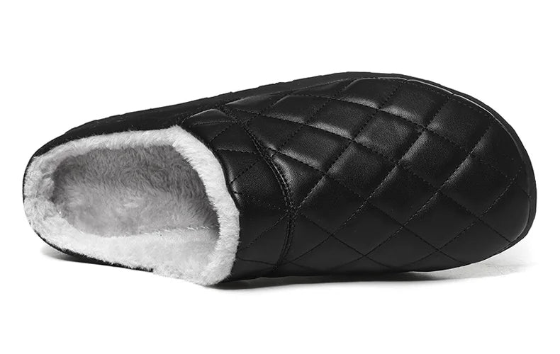 Gewatteerde pantoffels voor heren met ruitstiksel, pluche voering en open hiel - beeld 7