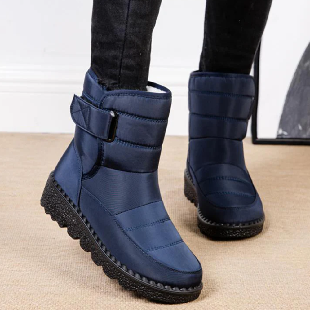 Gewatteerde snowboots voor dames met klittenband en pluche voering